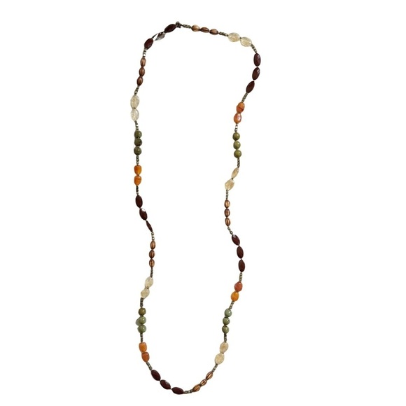 ANTHROPOLOGIE • Carnelian Bead Bohemian Hippie Beach Layering Necklace - Picture 2 of 6